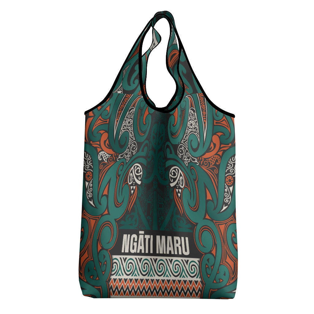 Aotearoa Iwi Ngāti Maru Taranaki Grocery Bag Maori Wharenui House Tribal Pattern