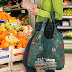 Aotearoa Iwi Ngāti Maru Taranaki Grocery Bag Maori Wharenui House Tribal Pattern