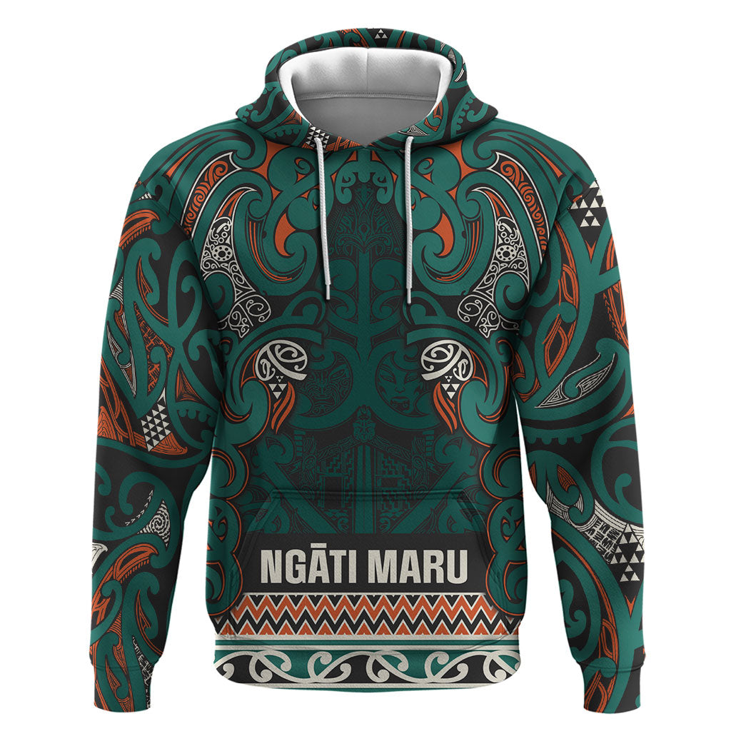 Aotearoa Iwi Ngāti Maru Taranaki Hoodie Maori Wharenui House Tribal Pattern