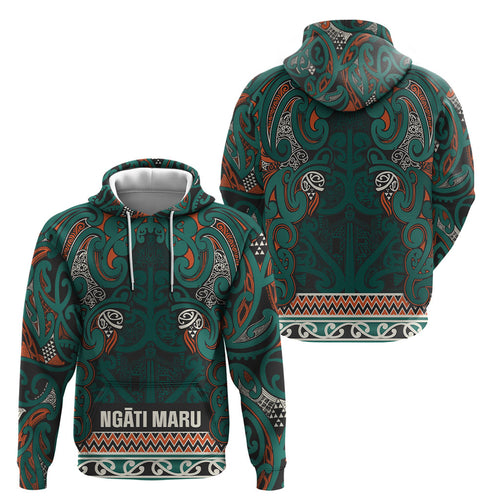 Aotearoa Iwi Ngāti Maru Taranaki Hoodie Maori Wharenui House Tribal Pattern