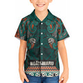 Aotearoa Iwi Ngāti Maru Taranaki Kid Hawaiian Shirt Maori Wharenui House Tribal Pattern