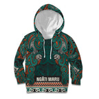Aotearoa Iwi Ngāti Maru Taranaki Kid Hoodie Maori Wharenui House Tribal Pattern