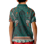 Aotearoa Iwi Ngāti Maru Taranaki Kid Polo Shirt Maori Wharenui House Tribal Pattern