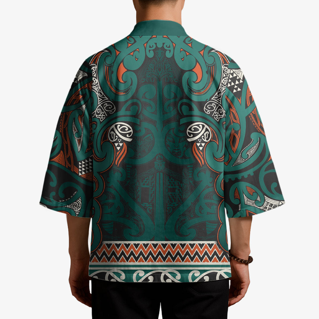 Aotearoa Iwi Ngāti Maru Taranaki Kimono Maori Wharenui House Tribal Pattern