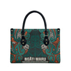Aotearoa Iwi Ngāti Maru Taranaki Leather Bag Maori Wharenui House Tribal Pattern