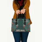 Aotearoa Iwi Ngāti Maru Taranaki Leather Bag Maori Wharenui House Tribal Pattern