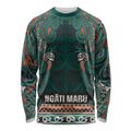Aotearoa Iwi Ngāti Maru Taranaki Long Sleeve Shirt Maori Wharenui House Tribal Pattern