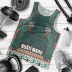 Aotearoa Iwi Ngāti Maru Taranaki Men Tank Top Maori Wharenui House Tribal Pattern