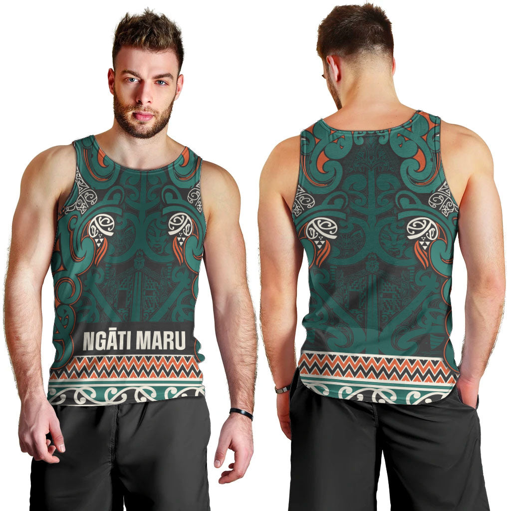 Aotearoa Iwi Ngāti Maru Taranaki Men Tank Top Maori Wharenui House Tribal Pattern