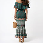 Aotearoa Iwi Ngāti Maru Taranaki Mermaid Dress Maori Wharenui House Tribal Pattern