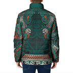 Aotearoa Iwi Ngāti Maru Taranaki Padded Jacket Maori Wharenui House Tribal Pattern