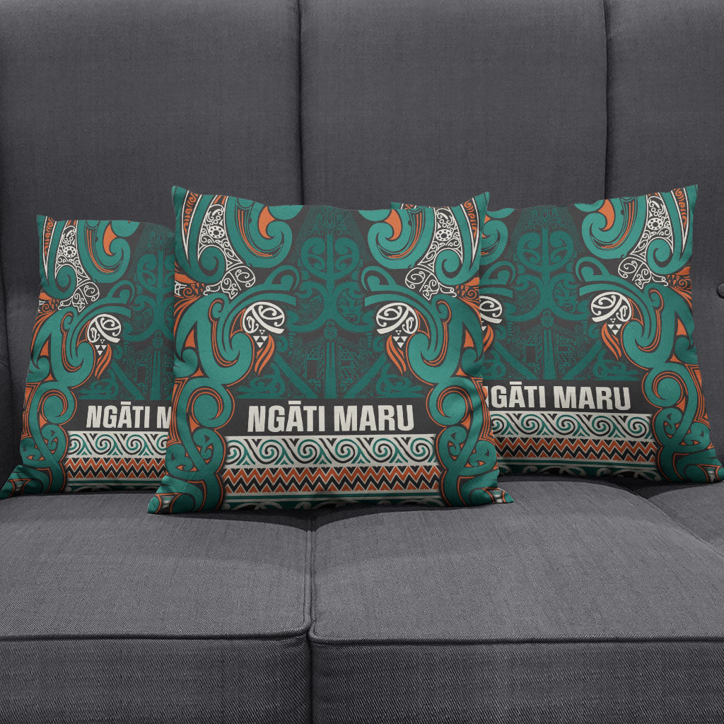 Aotearoa Iwi Ngāti Maru Taranaki Pillow Cover Maori Wharenui House Tribal Pattern