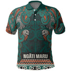 Aotearoa Iwi Ngāti Maru Taranaki Polo Shirt Maori Wharenui House Tribal Pattern