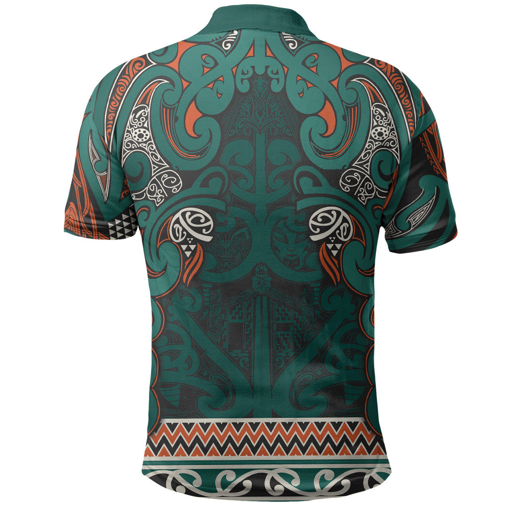 Aotearoa Iwi Ngāti Maru Taranaki Polo Shirt Maori Wharenui House Tribal Pattern