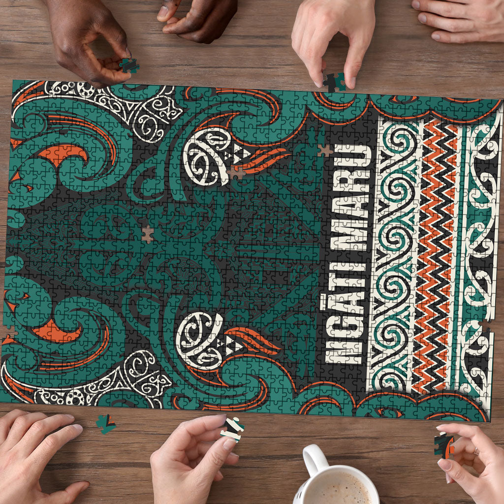 Aotearoa Iwi Ngāti Maru Taranaki Puzzle Maori Wharenui House Tribal Pattern