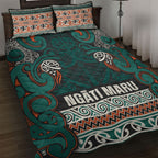 Aotearoa Iwi Ngāti Maru Taranaki Quilt Bed Set Maori Wharenui House Tribal Pattern