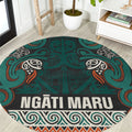 Aotearoa Iwi Ngāti Maru Taranaki Round Carpet Maori Wharenui House Tribal Pattern