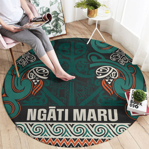 Aotearoa Iwi Ngāti Maru Taranaki Round Carpet Maori Wharenui House Tribal Pattern