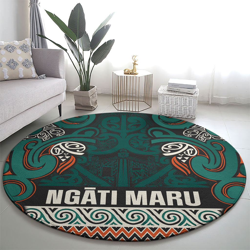 Aotearoa Iwi Ngāti Maru Taranaki Round Carpet Maori Wharenui House Tribal Pattern