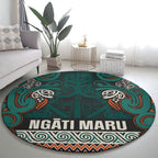 Aotearoa Iwi Ngāti Maru Taranaki Round Carpet Maori Wharenui House Tribal Pattern