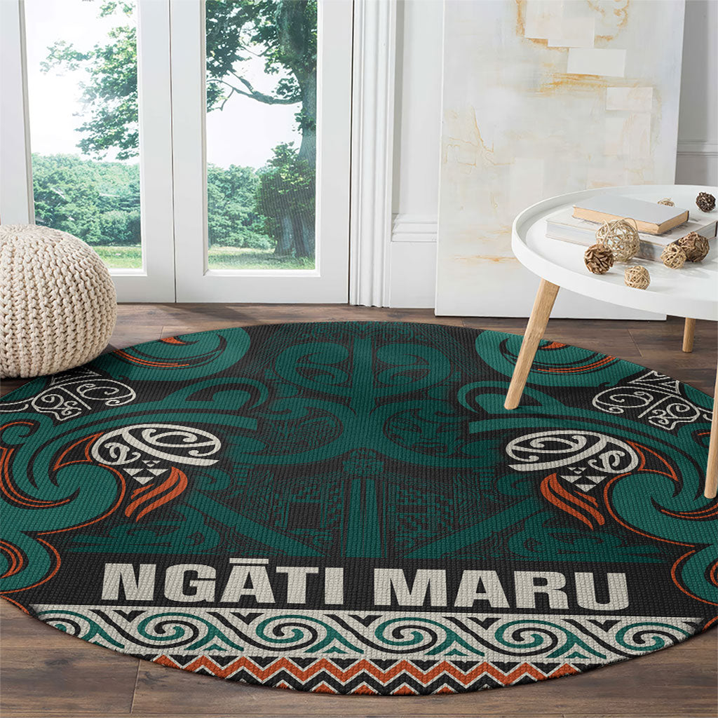 Aotearoa Iwi Ngāti Maru Taranaki Round Carpet Maori Wharenui House Tribal Pattern