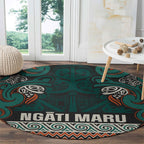 Aotearoa Iwi Ngāti Maru Taranaki Round Carpet Maori Wharenui House Tribal Pattern