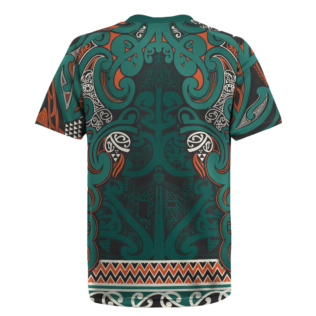 Aotearoa Iwi Ngāti Maru Taranaki Rugby Jersey Maori Wharenui House Tribal Pattern