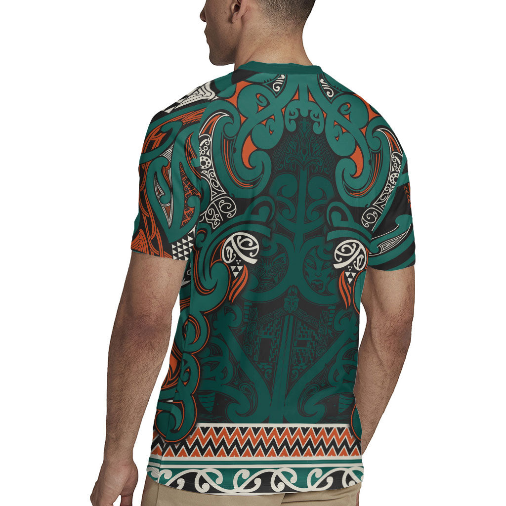 Aotearoa Iwi Ngāti Maru Taranaki Rugby Jersey Maori Wharenui House Tribal Pattern