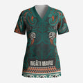 Aotearoa Iwi Ngāti Maru Taranaki Scrub Top Maori Wharenui House Tribal Pattern