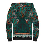 Aotearoa Iwi Ngāti Maru Taranaki Sherpa Hoodie Maori Wharenui House Tribal Pattern
