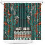 Aotearoa Iwi Ngāti Maru Taranaki Shower Curtain Maori Wharenui House Tribal Pattern