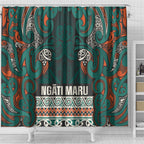 Aotearoa Iwi Ngāti Maru Taranaki Shower Curtain Maori Wharenui House Tribal Pattern