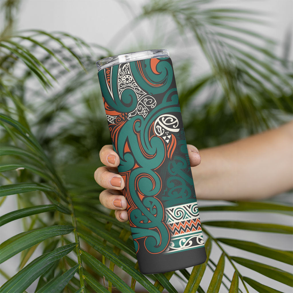 Aotearoa Iwi Ngāti Maru Taranaki Skinny Tumbler Maori Wharenui House Tribal Pattern