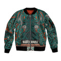 Aotearoa Iwi Ngāti Maru Taranaki Sleeve Zip Bomber Jacket Maori Wharenui House Tribal Pattern
