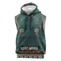 Aotearoa Iwi Ngāti Maru Taranaki Sleeveless Hoodie Maori Wharenui House Tribal Pattern