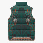 Aotearoa Iwi Ngāti Maru Taranaki Sleeveless Puffer Jacket Maori Wharenui House Tribal Pattern