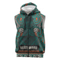 Aotearoa Iwi Ngāti Maru Taranaki Sleeveless Zip Hoodie Maori Wharenui House Tribal Pattern