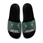 Aotearoa Iwi Ngāti Maru Taranaki Slide Sandals Maori Wharenui House Tribal Pattern