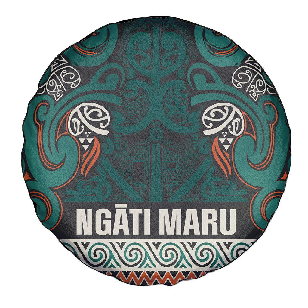 Aotearoa Iwi Ngāti Maru Taranaki Spare Tire Cover Maori Wharenui House Tribal Pattern