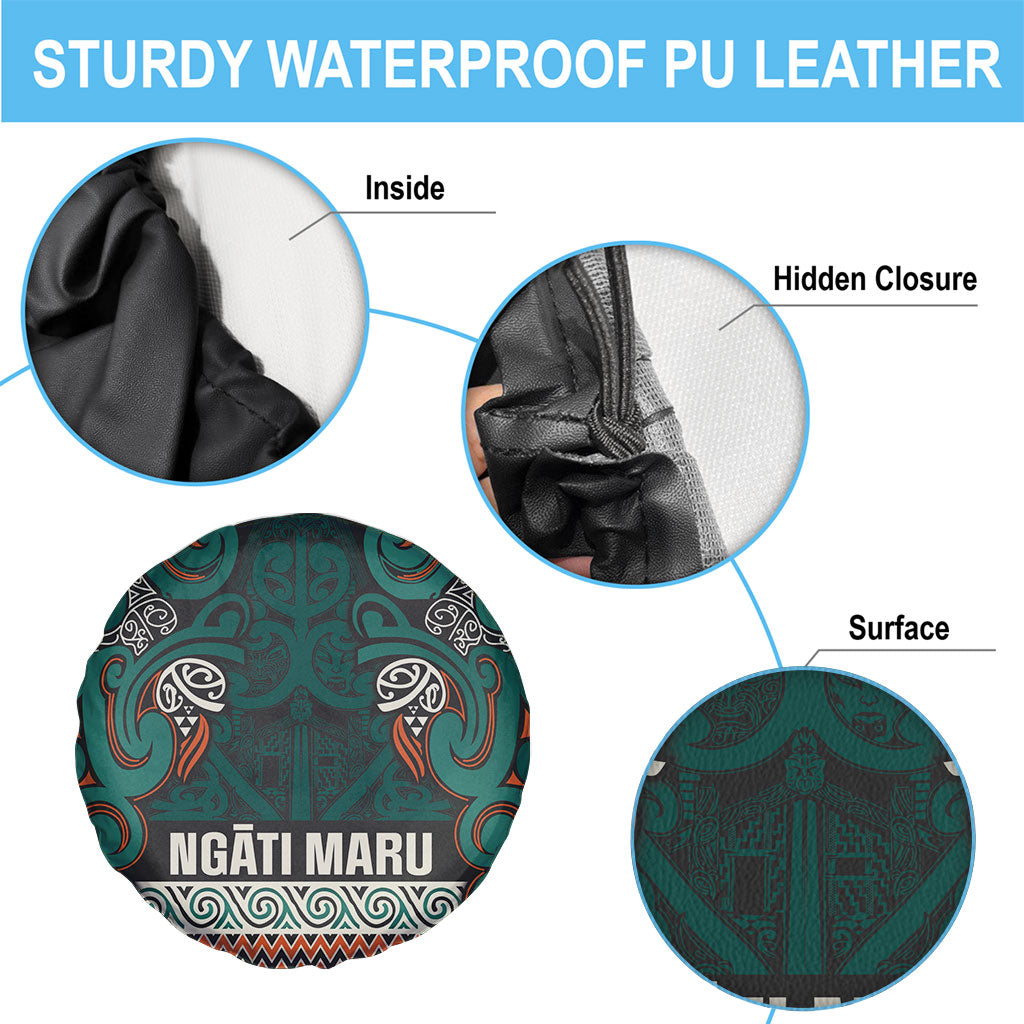 Aotearoa Iwi Ngāti Maru Taranaki Spare Tire Cover Maori Wharenui House Tribal Pattern
