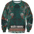 Aotearoa Iwi Ngāti Maru Taranaki Sweatshirt Maori Wharenui House Tribal Pattern