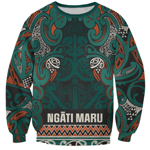 Aotearoa Iwi Ngāti Maru Taranaki Sweatshirt Maori Wharenui House Tribal Pattern