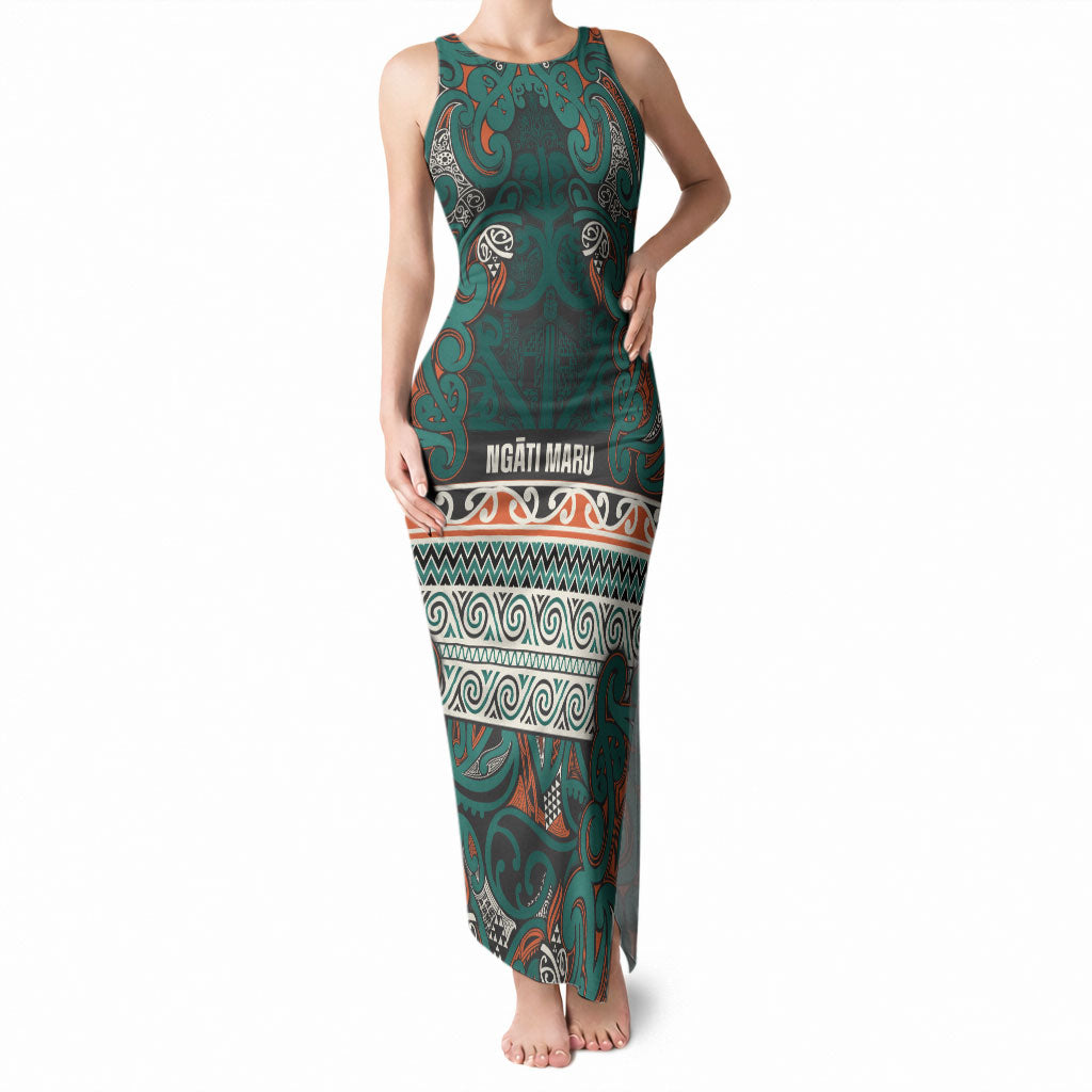 Aotearoa Iwi Ngāti Maru Taranaki Tank Maxi Dress Maori Wharenui House Tribal Pattern