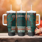 Aotearoa Iwi Ngāti Maru Taranaki Tumbler With Handle Maori Wharenui House Tribal Pattern
