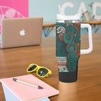 Aotearoa Iwi Ngāti Maru Taranaki Tumbler With Handle Maori Wharenui House Tribal Pattern