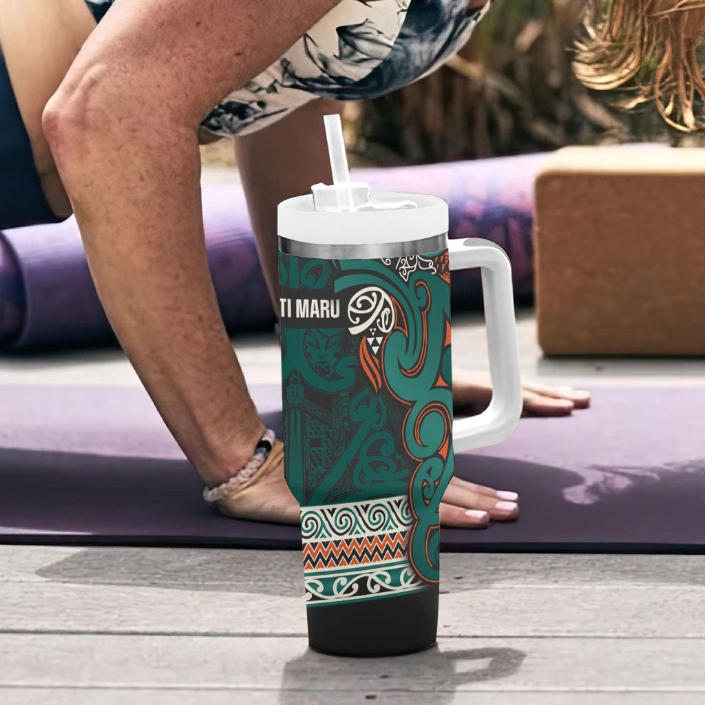 Aotearoa Iwi Ngāti Maru Taranaki Tumbler With Handle Maori Wharenui House Tribal Pattern