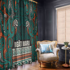 Aotearoa Iwi Ngāti Maru Taranaki Window Curtain Maori Wharenui House Tribal Pattern