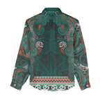 Aotearoa Iwi Ngāti Maru Taranaki Women Casual Shirt Maori Wharenui House Tribal Pattern
