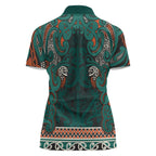 Aotearoa Iwi Ngāti Maru Taranaki Women Polo Shirt Maori Wharenui House Tribal Pattern