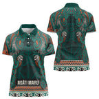 Aotearoa Iwi Ngāti Maru Taranaki Women Polo Shirt Maori Wharenui House Tribal Pattern